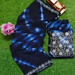 Elegant Siroski & Printed Party Saree