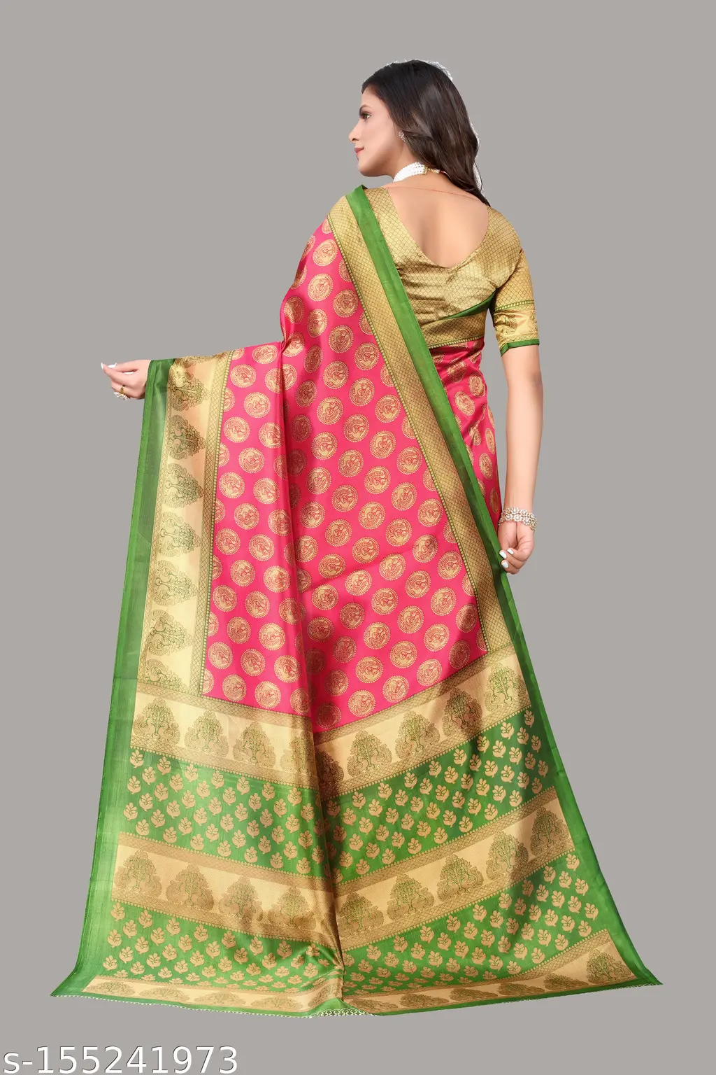 Kalamkari Art Silk Saree Blouse Piece - Image 2