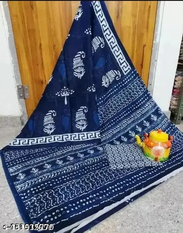 Summer Breeze Hand Block Saree - Image 3