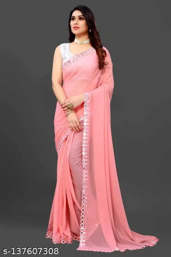 Fency Georgette Cut Work Saree