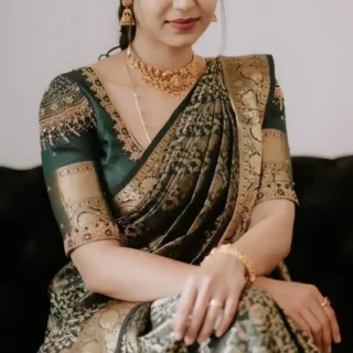 wy7om_1024.webp Golden Accented Green Timeless Saree
