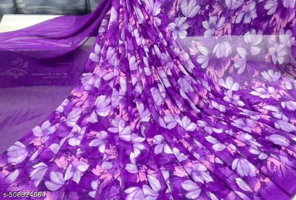 Premium Printed Georgette Saree with Blouse - Image 2