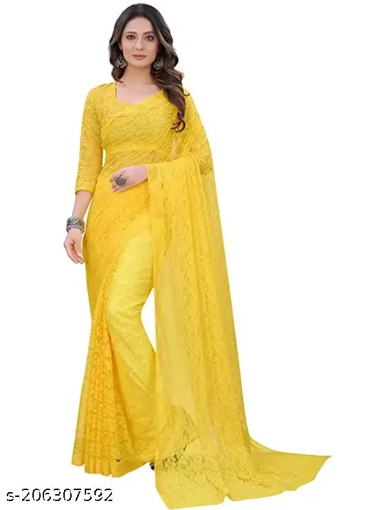 Polly Silk Net Sari: Elegant Drape - Image 2