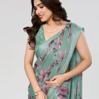 Firozi Moss Satin Blouse Piece