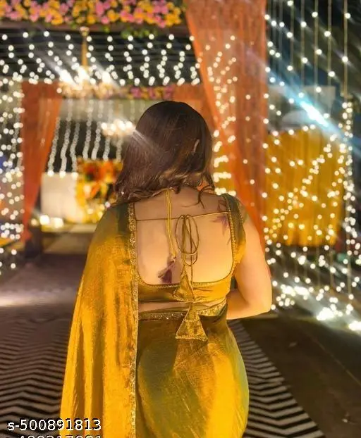 Rich Chiffon Fendy Saree with Border Blouse - Image 4