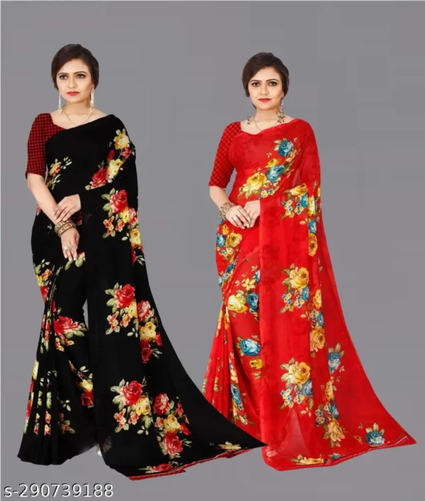 xdjnn_1024.webp Combo Floral Georgette Sarees: Set of Two