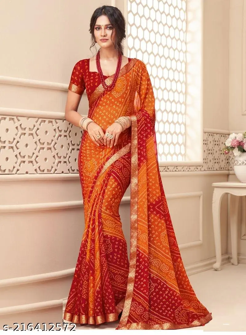 Bandhani Georgette Saree with Banarasi Lace - Image 3