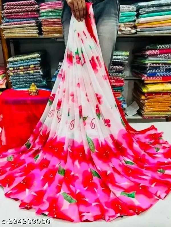 xotul_1024.webp Red & White Designer Georgette Saree