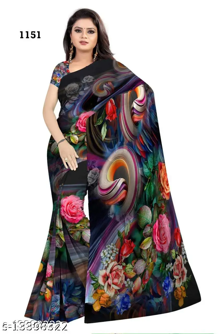 Digital Printed Saree Blouse Party Wear - Image 2