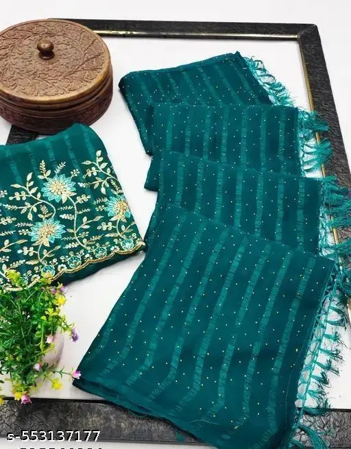 Elegant Chiffon Saree with Blouse Piece - Image 2