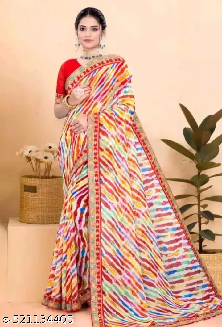White Leheriya Saree: Holi Celebration - Image 2