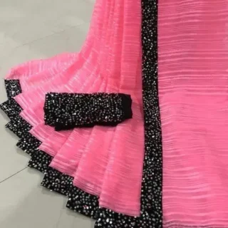 Embroidered Chiffon Saree with Heavy Blouse