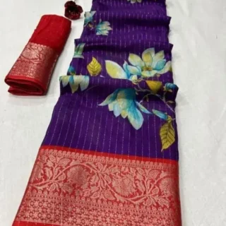 Dola Silk Sparkle Flower Jacquard Border