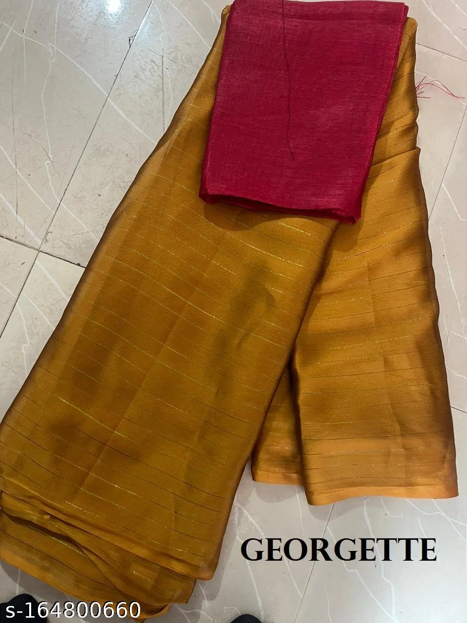 Kabir Mustard Georgette Saree with Blouse - Image 2