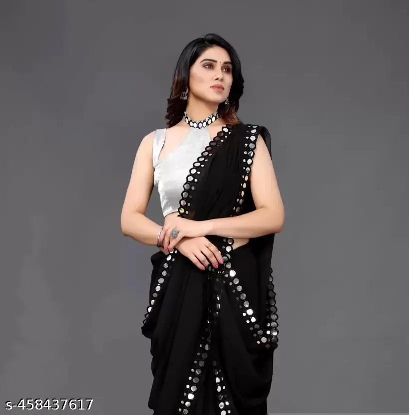Fancy Georgette Cut Work Saree - Image 3