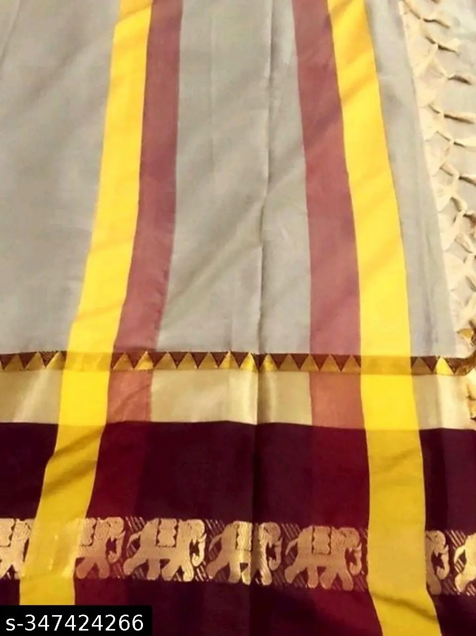 Elegant Elephant Cotton Silk Sarees - Image 3