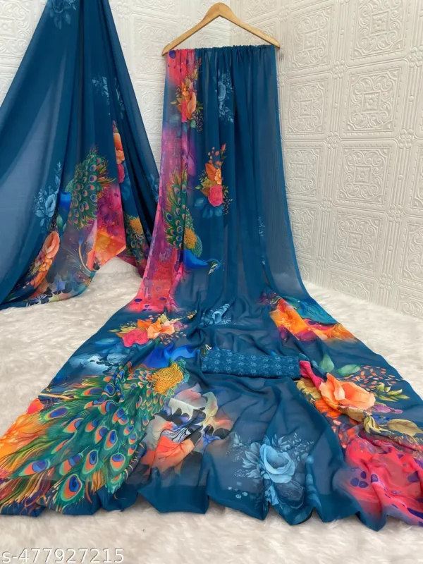 ycxhh_1024.webp Floral Georgette Saree with Blouse Piece