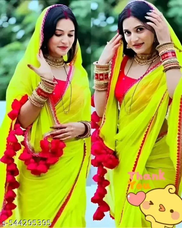 Georgette Lace Saree & Silk Blouse