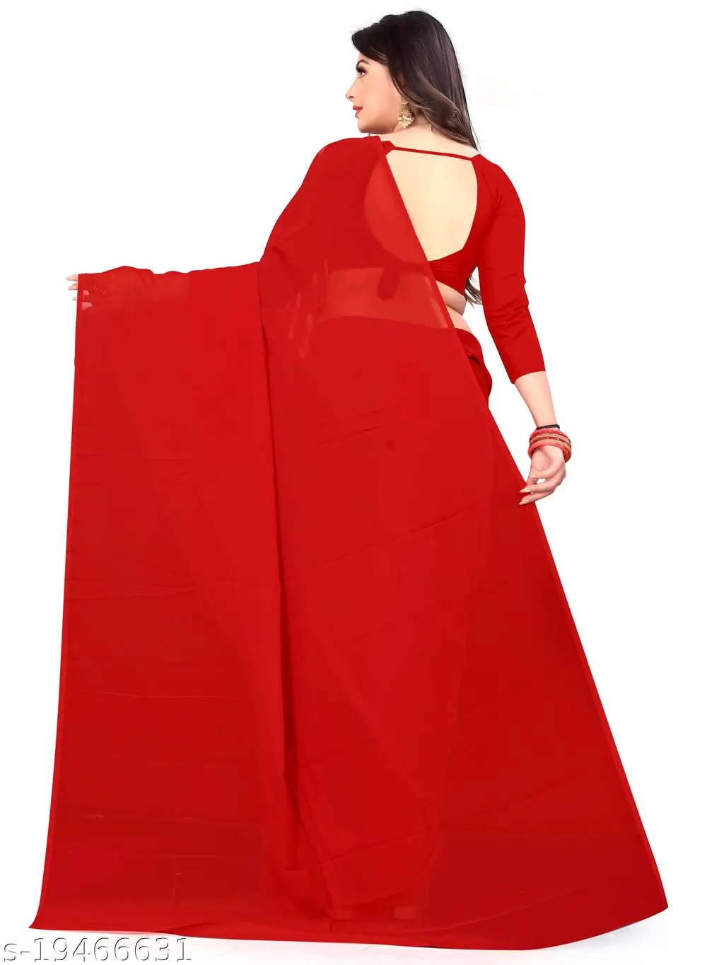 Georgette Red Saree Blouse Elegant Style - Image 2
