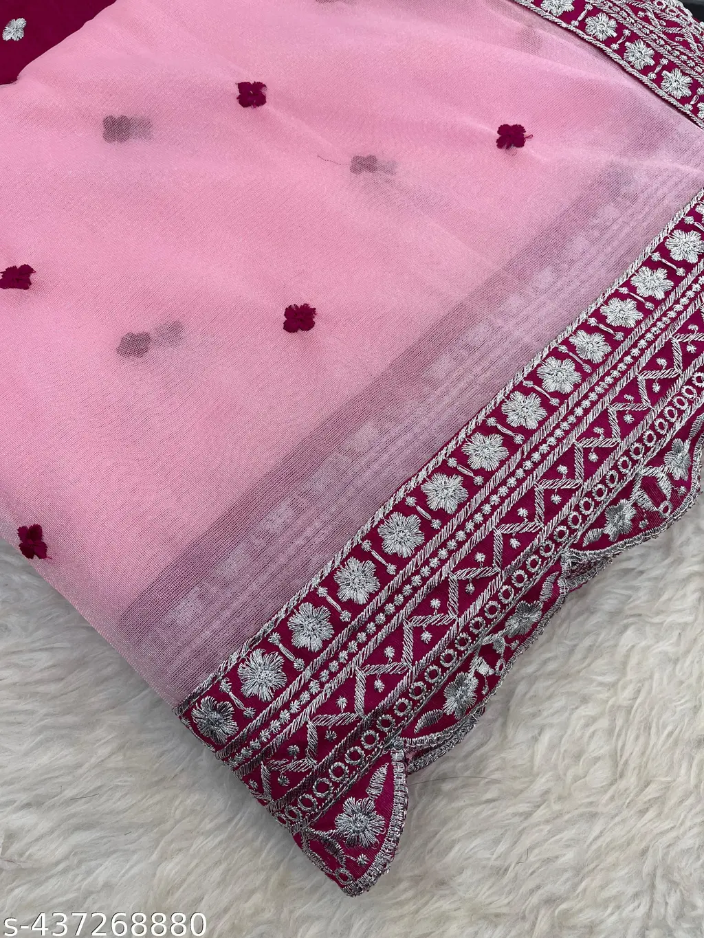 Heavy Nylon Embroidered Saree - Image 2