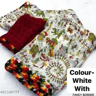 LaceTrimmed Georgette Printed Saree