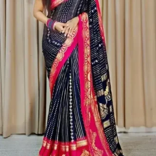 Navsarjan Silk Foil Saree Blouse Set