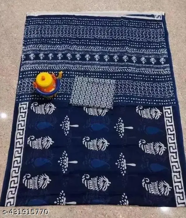 Summer Breeze Hand Block Saree - Image 4