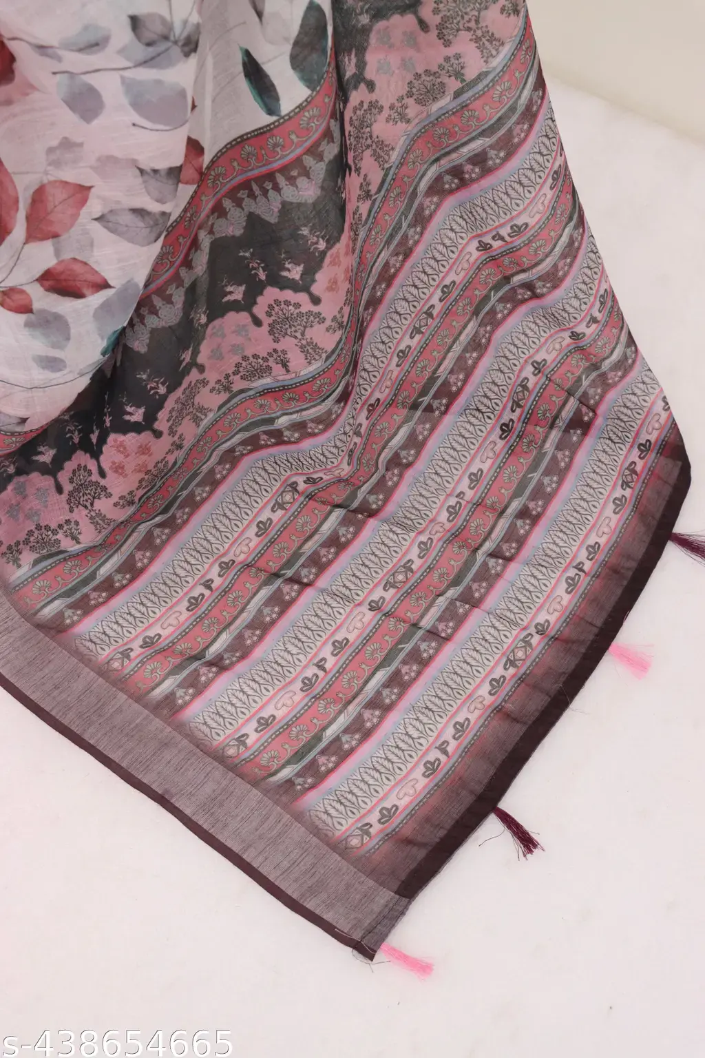 Abstract Multicolor Linen Saree - Image 3
