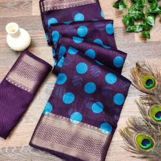 zphrl_1024.webp Cotton Silk Printed Saree & Blouse